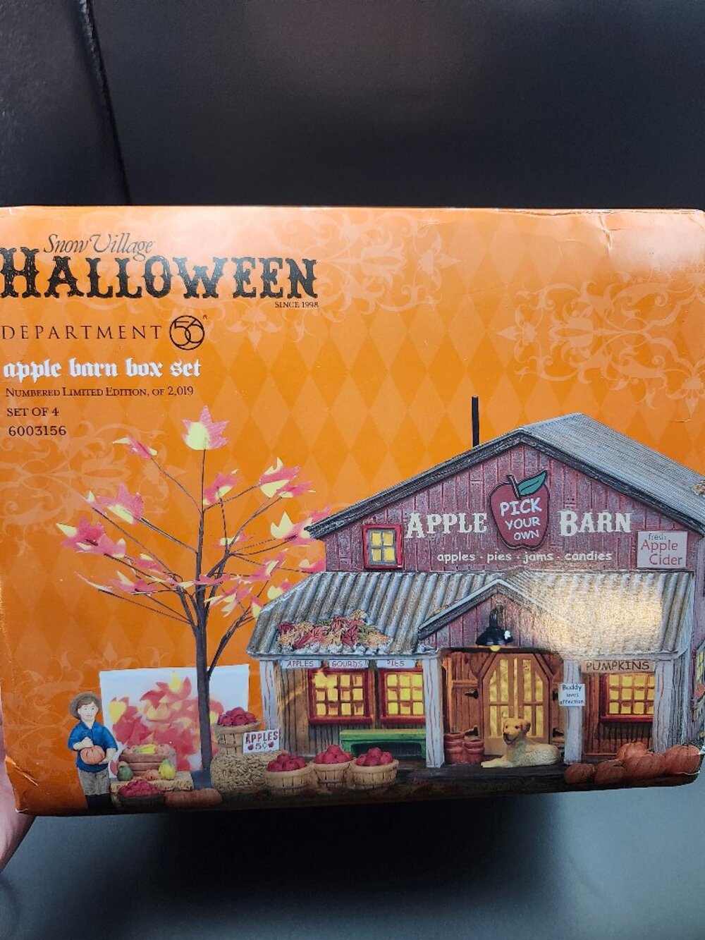 Department 56 Snow Village Halloween Apple Barn Box Set Harvest with Box